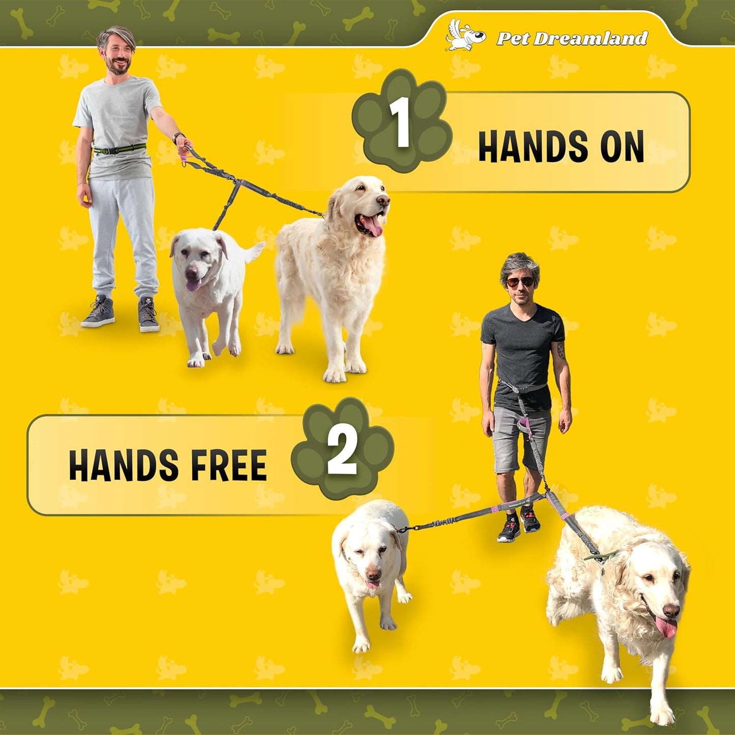 Exquisite Hands Free Dual Dog Leash for Large Dogs. Trending Waist Leash for Walking 2 Dogs No Tangle. You Will Absolutely Love This Amazing Double Dog Gear (Dark Grey & Pink)